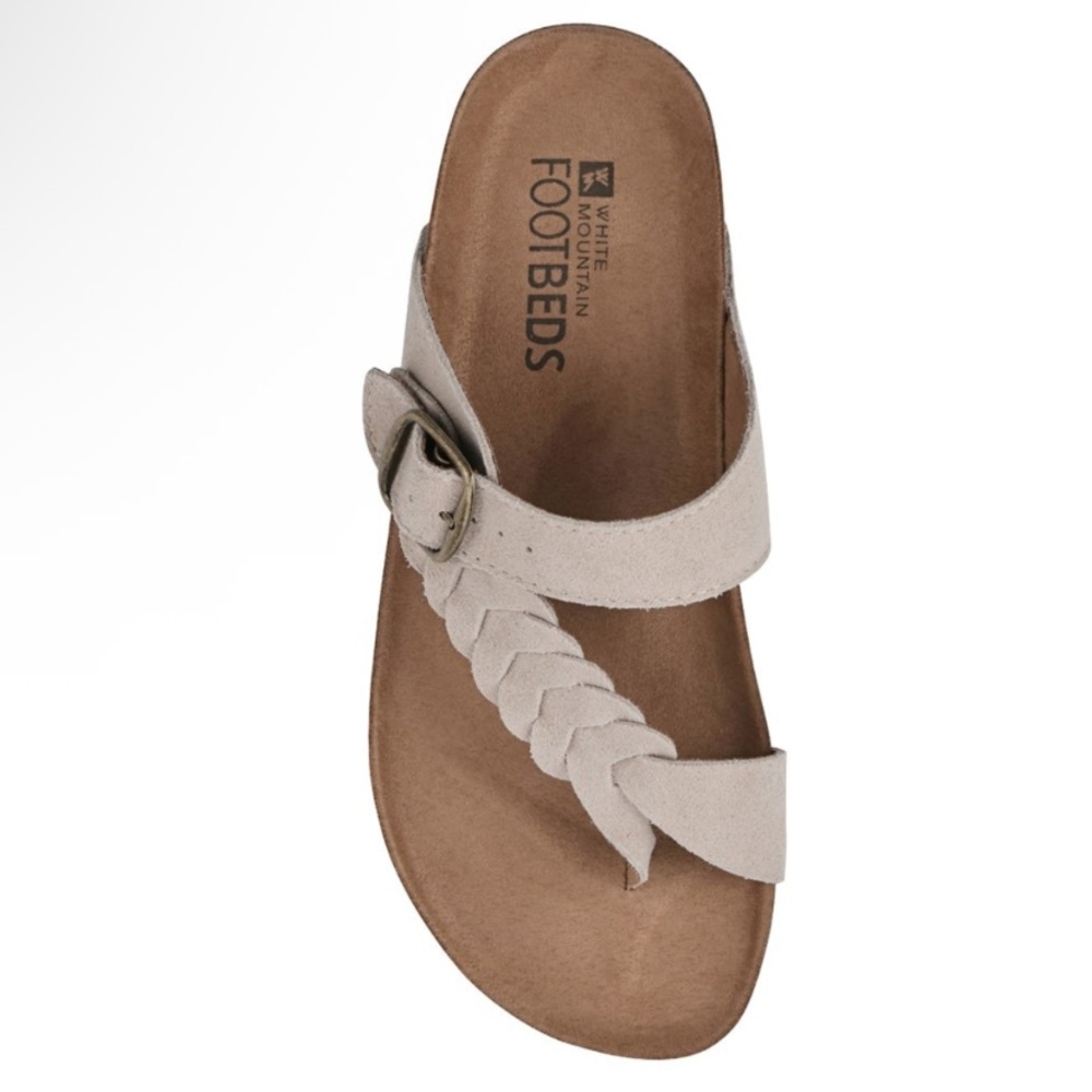 White Mountain Crawford Braided Footbed Sandal Women Leather upper NEW Size 10